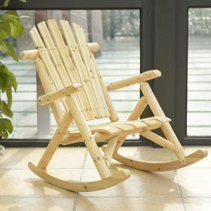 Wood Single Porch Rocker Lounge Patio Rocking Chair Natural |   Patio Rocking Chairs & Gliders Outdoor & Patio Furniture Natural