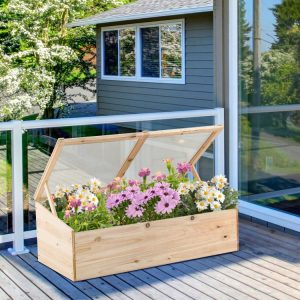 Wooden Garden Portable Greenhouse Natural |   Greenhouses Garden Greenhouses