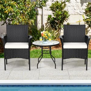 2 Pieces Patio Wicker Chairs with Cozy Seat Cushions  |   Patio Dining Chairs Outdoor & Patio Furniture Patio Dining Chairs