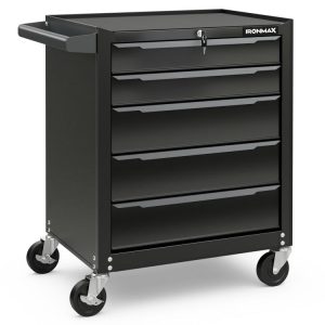 5-Drawer Tool Storage Cabinet with Hanging Holes and Central Keyed Locking System Black |   Garden Tools Garden Black