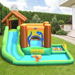 Inflatable Waterslide Bounce House Climbing Wall without Blower Green, Blue, Orange |   Bounce House Bounce House Bounce House