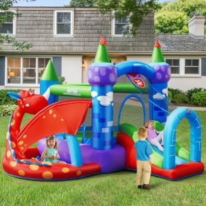 Kids Inflatable Bounce House Dragon Jumping Slide Bouncer Castle with 740W Blower  |   Bounce House Bounce House