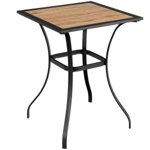 Patio Square Bar Table for Garden Backyard Black, Natural |   Patio Bar Furniture Outdoor & Patio Furniture Black + Natural