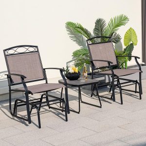 Set of 2 Outdoor Metal Glider Armchairs with Weather-resistant Fabric  |   Patio Rocking Chairs & Gliders Outdoor & Patio Furniture Patio Rocking Chairs & Gliders