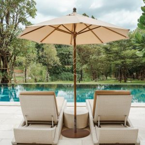 29.5 Inch Outdoor Steel Umbrella Base Stand for Backyard and Poolside Brown |   Outdoor Umbrella Bases Outdoor Shades Brown