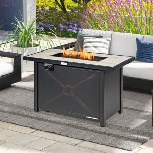 42 Inch 60000 BTU Propane Fire Pit Table with Ceramic Tabletop Black |   Fire Pits Fire Pits Black