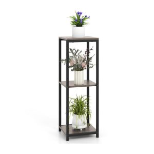 3-Tier Tall Metal Plant Stand Corner Plant Holder with Anti-tipping Device Black & Gray |   Plant Stands Garden Black & Gray