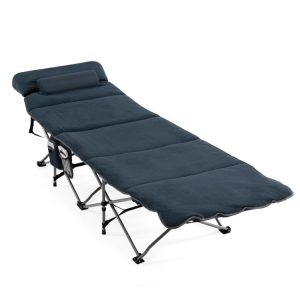 Folding Retractable Travel Camping Cot with Mattress and Carry Bag Blue |   Camping Furniture Camping Blue