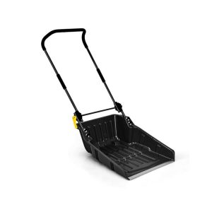 Snow Pusher Scoop Shovel with Wheels and Handle Black |   Garden Tools Garden Black