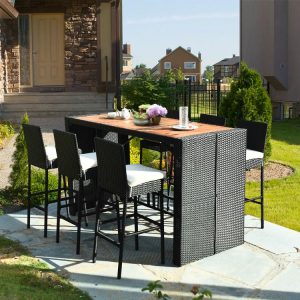 7 Pieces Patio Rattan Wicker Dining Furniture Set  |   Patio Bar Furniture Outdoor & Patio Furniture Patio Bar Furniture