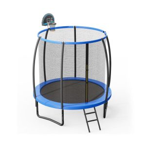 8/10/12 Feet Recreational Trampoline W/Basketball Hoop Safety Enclosure Net Ladder  |   Trampolines Outdoor Play Trampolines