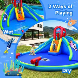 Inflatable Water Park Waterslide for Kids Backyard with 780W Air Blower  |   Bounce House Bounce House Bounce House