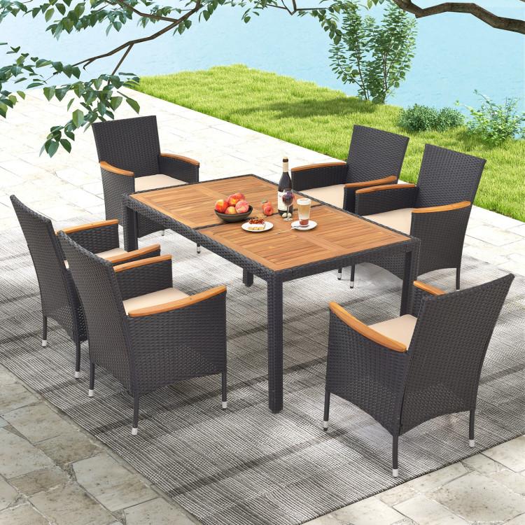 7 Pieces Outdoor Dining Set with Umbrella Hole for Backyard  |   Patio Dining Sets Outdoor & Patio Furniture Patio Dining Sets